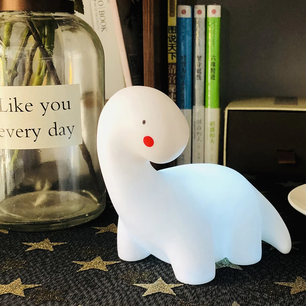 Милый силиконовый ночник в форме динозавра лампа для детской комнаты маленький |