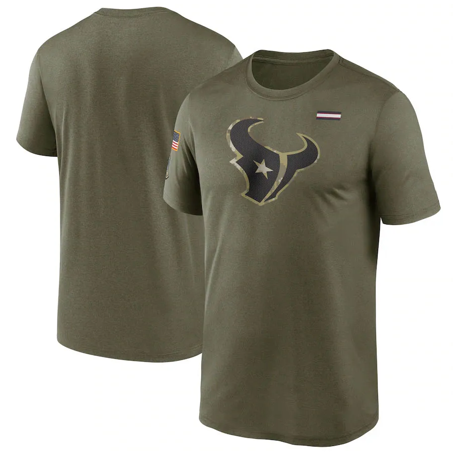 

Houston Men for T Shirt Texans 2021 Salute To Service Legend Performance Short sleeve sports Casual Oversized T-Shirt Olive