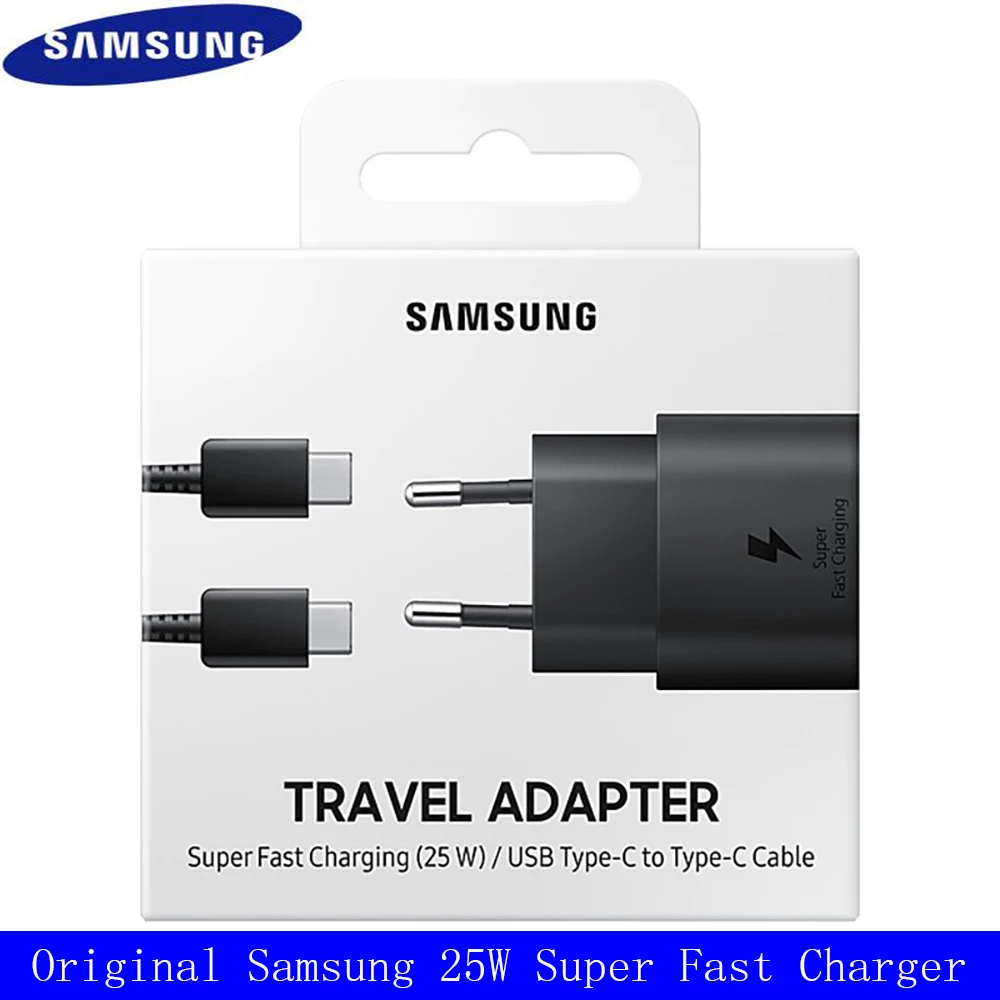 

Original Samsung Galaxy Note 10 25W Super Fast Charging Adapter PD Charger 100CM USB C To USB C Cable For S20 Ultra S20+ A71 A91