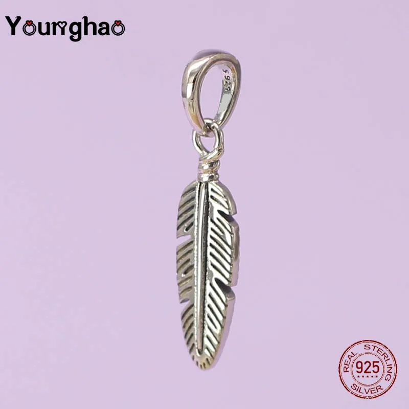 Younghao чистое серебро 925 хит продаж перьевые подвески подходят для браслетов Pandora