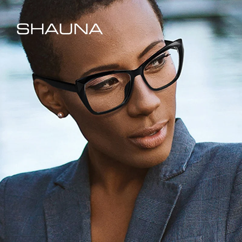 

SHAUNA Anti-Blue Light Spring Hinge Vintage Diamond Faced Candy Colors Optical Eyeglasses Frame TR90 Stainless Steel Wire Arm