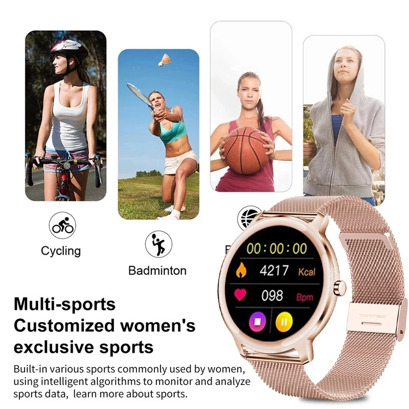 

2021 Ladies Smart Watch Women Blood Pressure Heart Rate Monitor Fitness tracker Sport Smart Band Alarm clock reminder Smartwatch