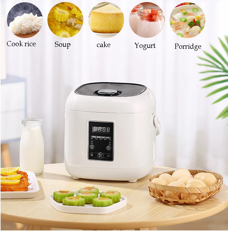 

2L Portable Electric Rice Cooker Food Steamer Multifunction Kitchen Cooking Pot Non-stick Liner Lunch Box 24H Appointment