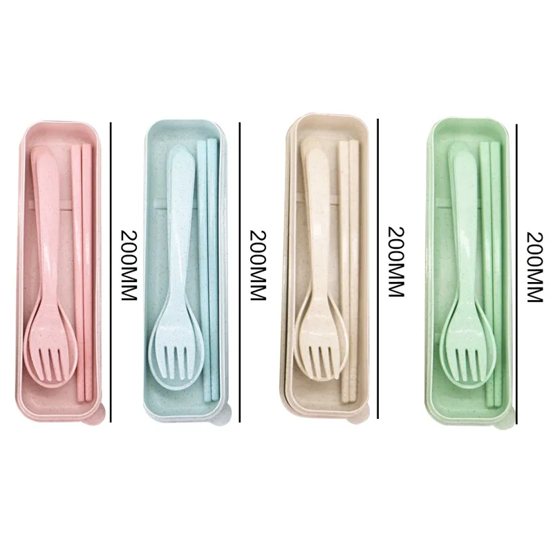 3 шт./компл. портативный дорожный набор столовых приборов пшеничная солома нож