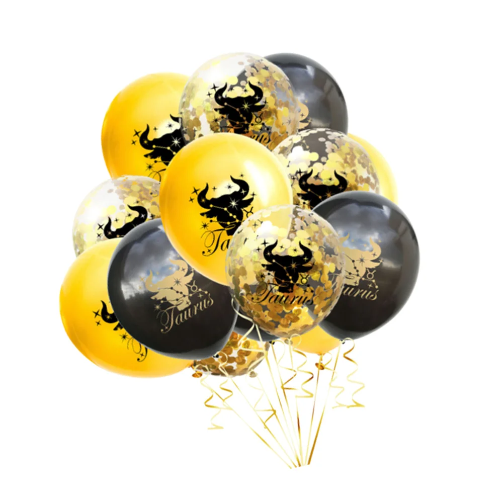 

15pcs Party Balloons Decor Wedding Constellation Balloons Birthday Layout for Decorationï¼ˆBlack Gold Transparent 5pcs for Each Vi