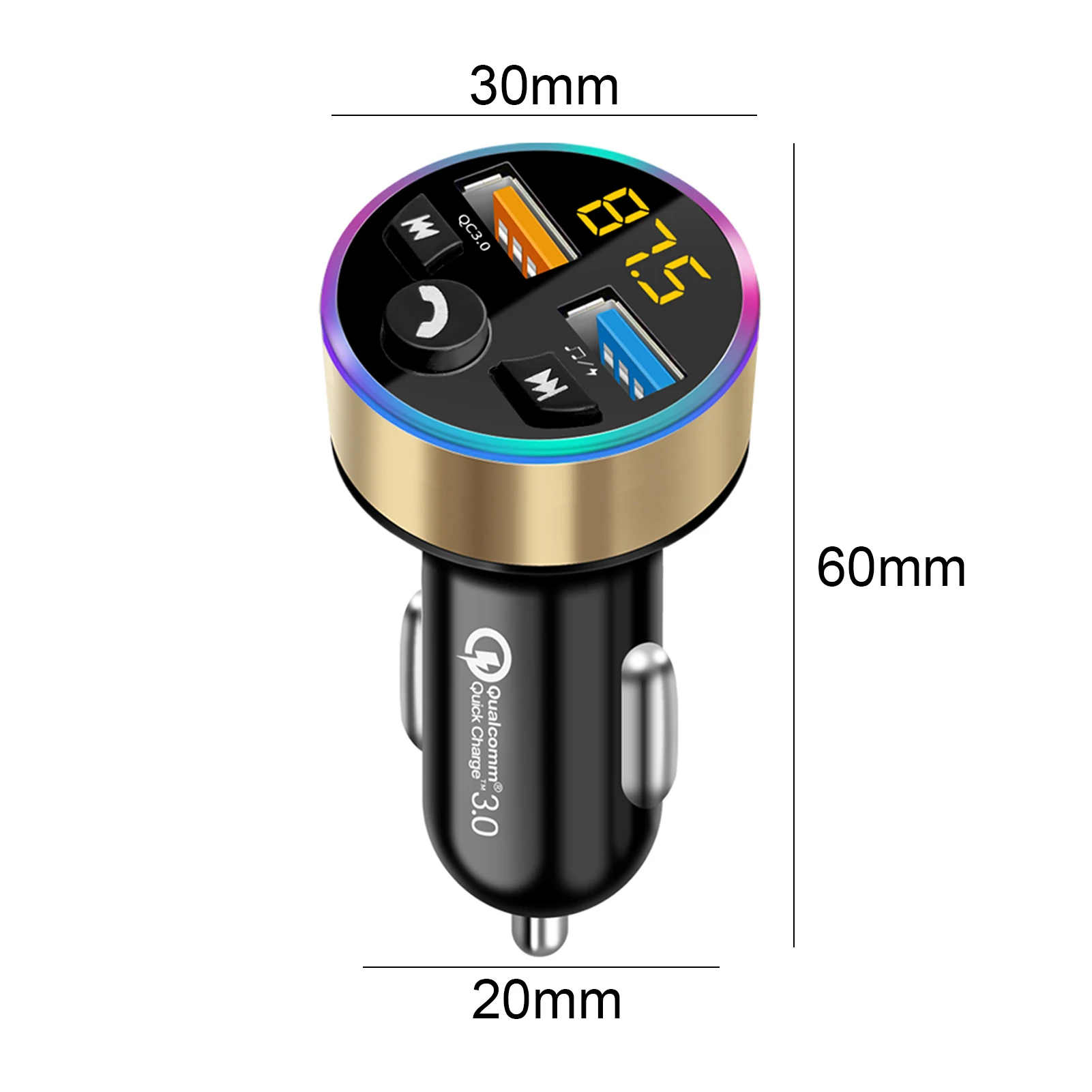 

New Bluetooth 5.0 MP3 Player QC3.0+2.4A Fast Charging Car Charger FM Transmitter Car Charger Mobile Phone Fast Charging Adapter