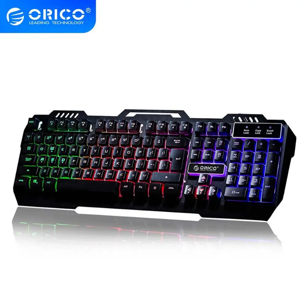 Светодиодный клавиатура ORICO для игр проводная с 104 клавишами водонепроницаемая