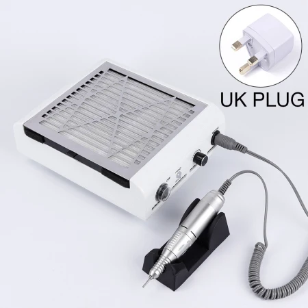 UK Plug 2 в 1 40 Вт 45000 об/мин Электрический пылеуловитель для ногтей наконечник для маникюра и педикюра Набор напильников инструменты для ногтей с сверлами для ногтей - Цвет: UK Plug