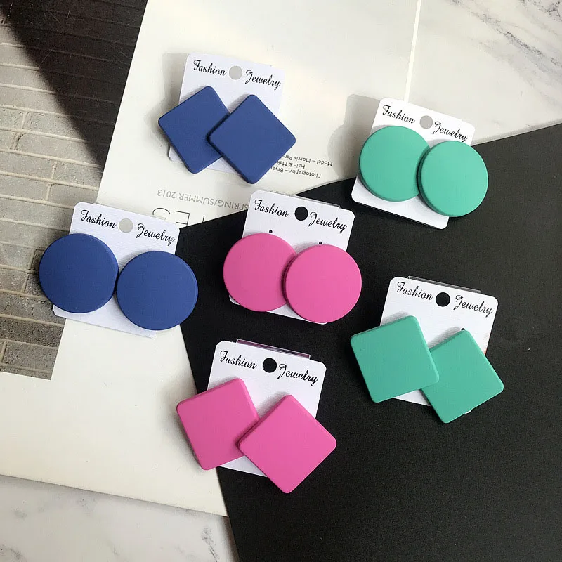 

Rose Red Women'S Earrings Boho Blue Geometry Earings Fashion Jewelry Round Acrylic Female Bohemian Wedding Earrings