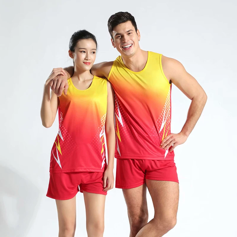 

2021 Men's Tracksuit Exercise Sports Clothing Marathon Vest+Shorts Running Sets Track and Field Quick Dry Men Women Jogging Suit