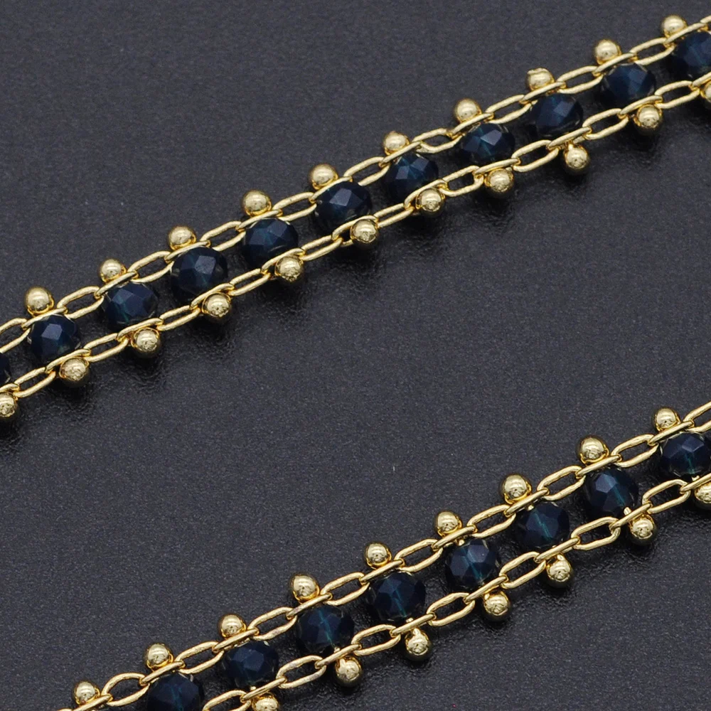 

30 Meters/lot 2 layers 3mm Natural Stone Beads diy jewelry Making Chains Wholesale Finding Jewellery Supplies Factory Direct
