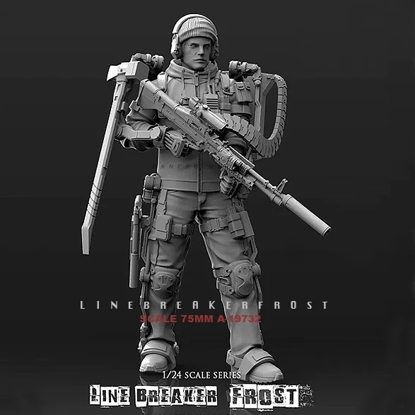 1/24 Смола Наборы Рисунок Модель солдат самодельный фиксаторами на прищепке (75 мм) A