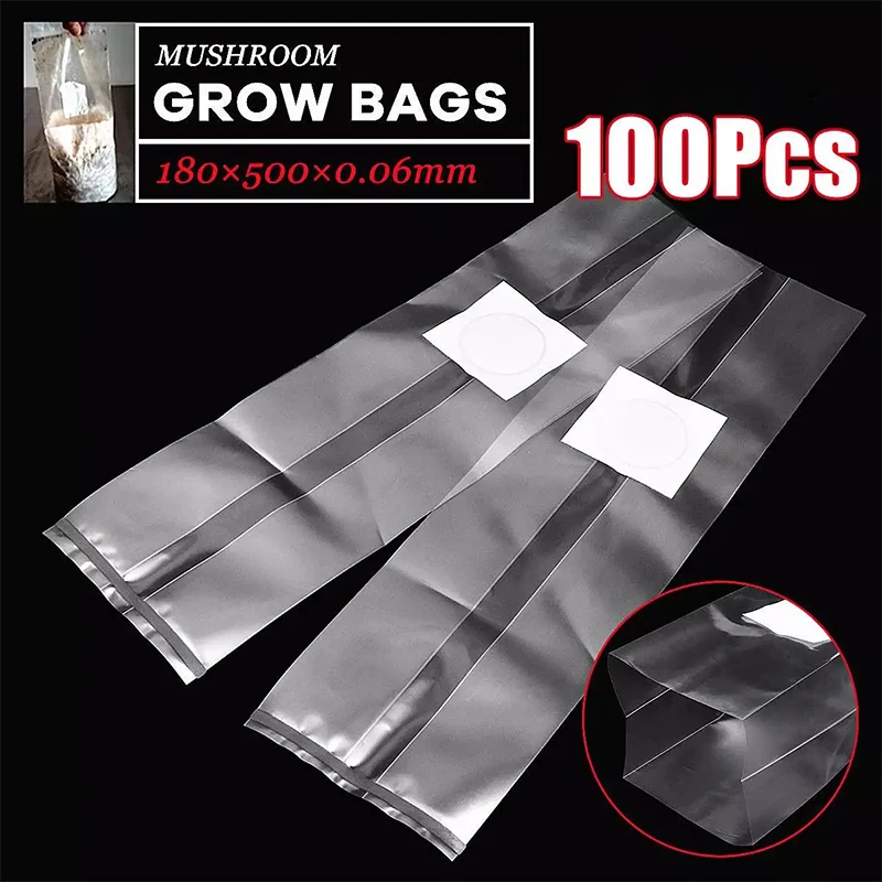 100PCS PVC Mushroom Spawn Grow Bag Substrate High Temp Pre Sealable Polypropylene Heat Resistant Garden Supplies