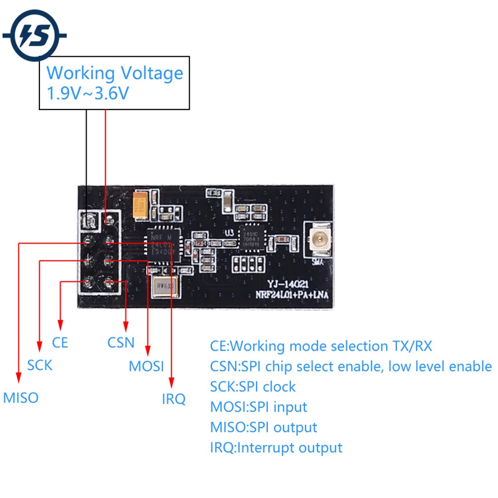 Беспроводной модуль приемопередатчика 2 4G NRF24L01P + PA LNA приемник передатчика