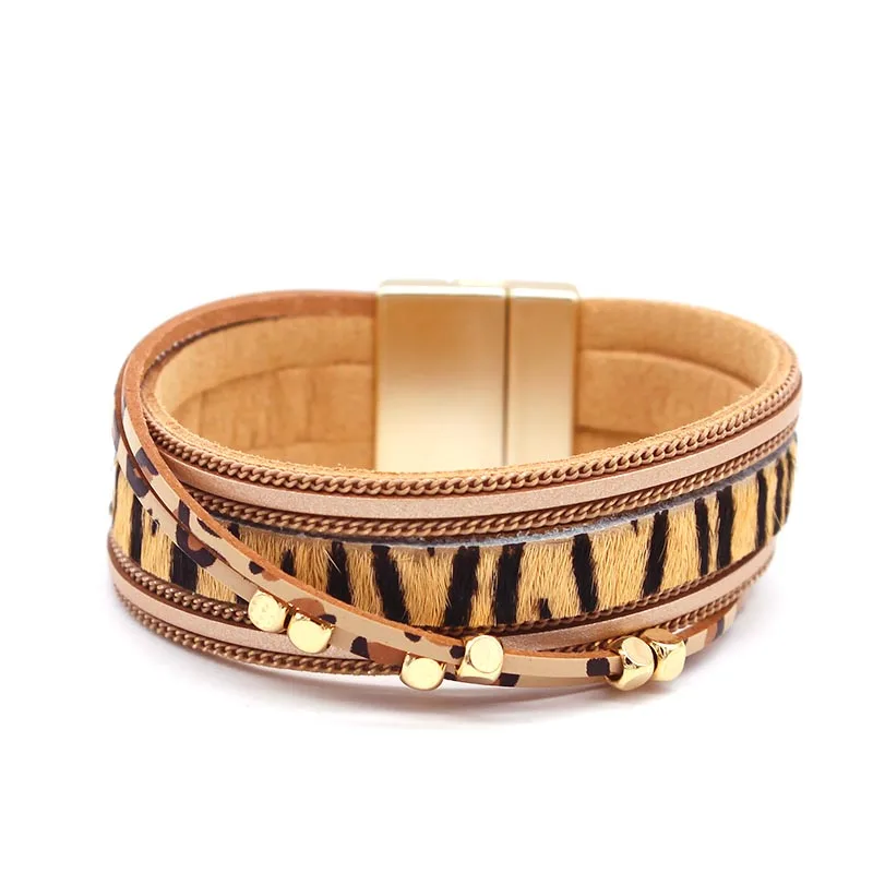 

Leopard Leather Bangles for Women Boho Warp Female Multilayer Bracelets Girl Wrap Bracelet Ladies Party Jewelry