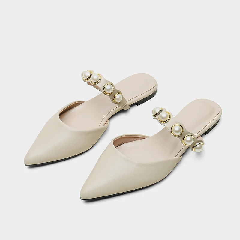 

Wear Low-heeled Pointed Slippers and Half-supporting Sandals Sandals and Slippers Women 021 New Flat-heeled Shoes