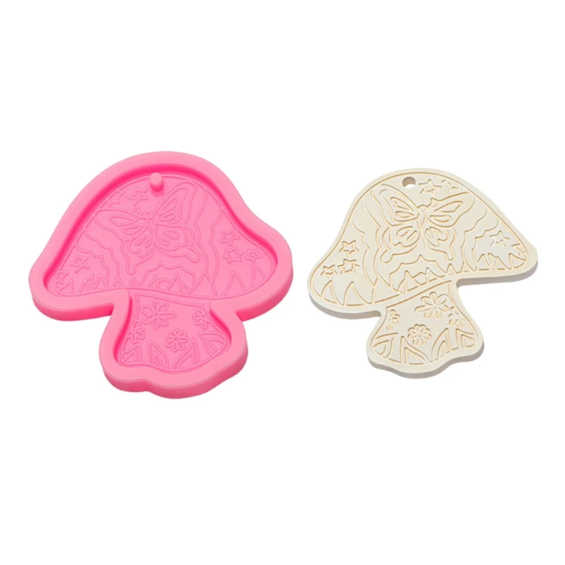 

A0NF DIY Mushroom Keychain Silicone Epoxy Mold DIY Keychain Pendant Jewelry Crafting Mould for Valentine Love Gift