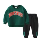 Детский хлопковый комплект из 2 предметов, кофта с длинным рукавом и штаны с мультяшным принтом