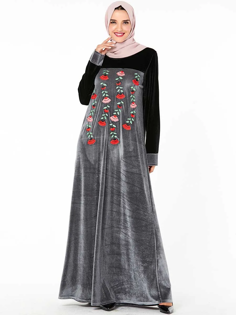 Женская бархатная одежда abaya Pakistan Дубай Турция мусульманская нарядное платье в