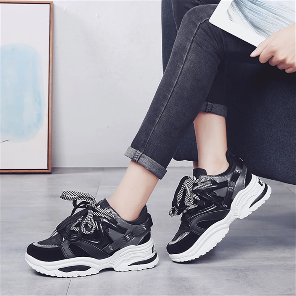 

Women's Sports Shoes Chunky Platform Sneakers Vulcanize Female Designer Tennis Running Casual Shoe Woman Plus Size 41 42 43 44