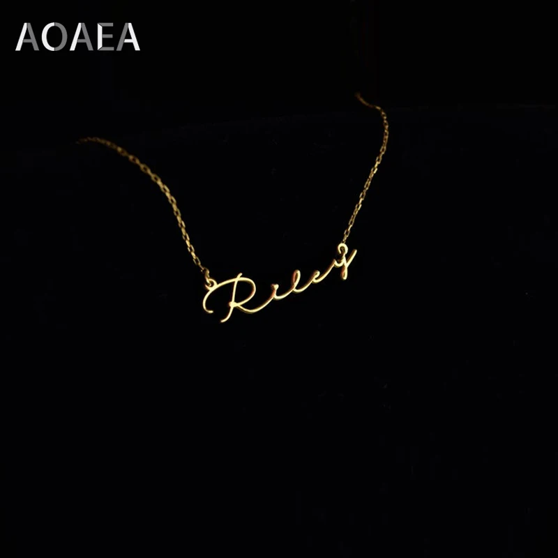 

Индивидуальное модное ожерелье из нержавеющей стали с именем, персонализированное золотое ожерелье-чокер с буквами, подвеска с табличкой, ...