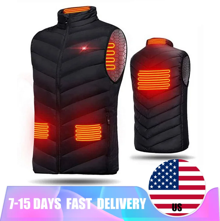 

2021 Heated Jacket Fashion Men Coat Intelligent USB Electric Heating Thermal Warm Clothes Winter Heated Vest Plus S-4XL size