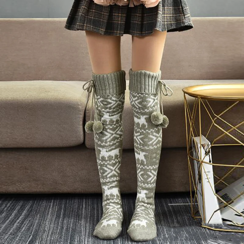 

Повседневные женские Рождественские теплые носки, 2 шт., элегантные дамские домашние носки, носки со снежинками и оленями, осенне-зимние дли...