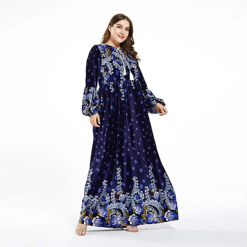 Новая мода высокоэлегантное женское платье с принтом размера плюс новое зимнее