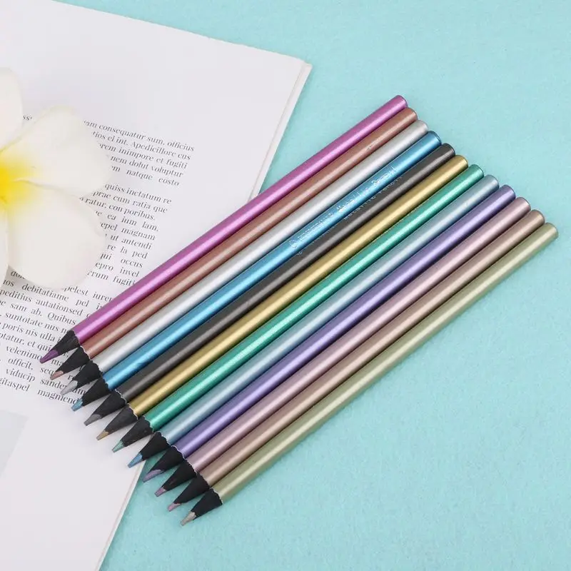 

12Pcs Metallic Non-Toxic Colored Drawing Pencils 12 Color Drawing Sketching Pencil