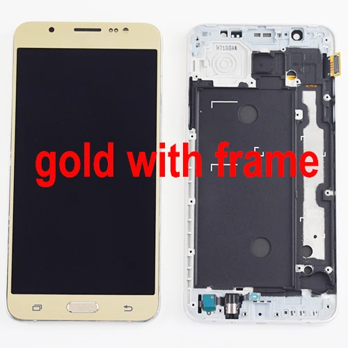 Gold with frame Для samsung Galaxy J7 lcd J710 SM J710F J710FN J710M J710H J710A DS lcd дисплей+ кодирующий преобразователь сенсорного экрана в сборе рамка - Цвет: Gold with frame