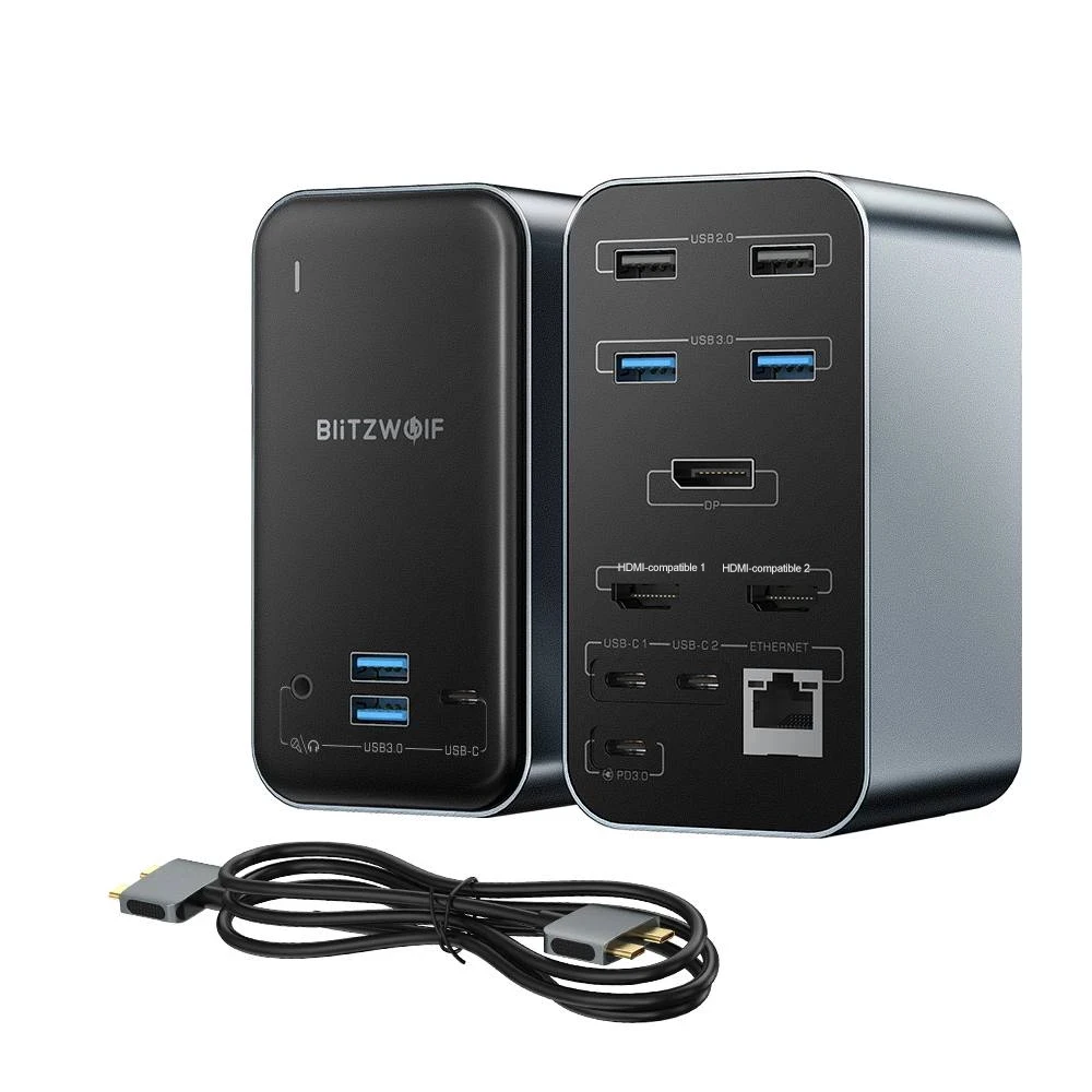 BlitzWolf BW-TH14 15-in-1 USB C Docking Station 100W Power with HD 4K Triple Display 5Gbps Data Transfer 1000Mbps Ethernet Port |