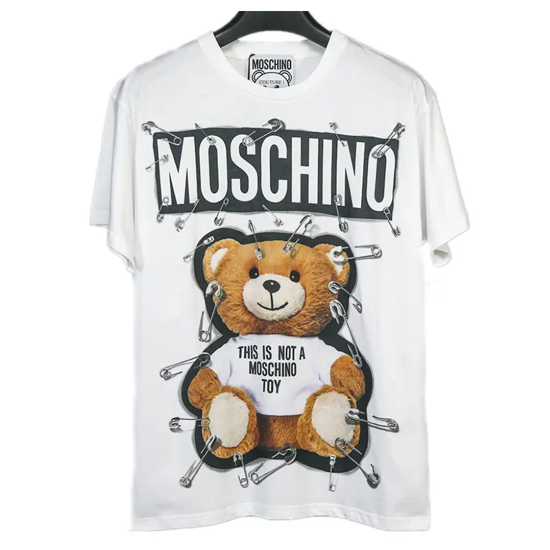 

New moschino female t-shirt pin space bat bear short-sleeved loose mid-length cartoon