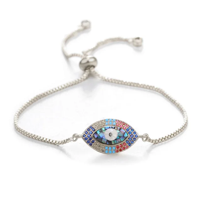 New evil eye JUWANG Турецкий Дурной глаз браслеты для женщин микро проложить Циркон Шарм регулируемые цепи Мода ручной работы ювелирные изделия подарок - Окраска металла: New evil eye