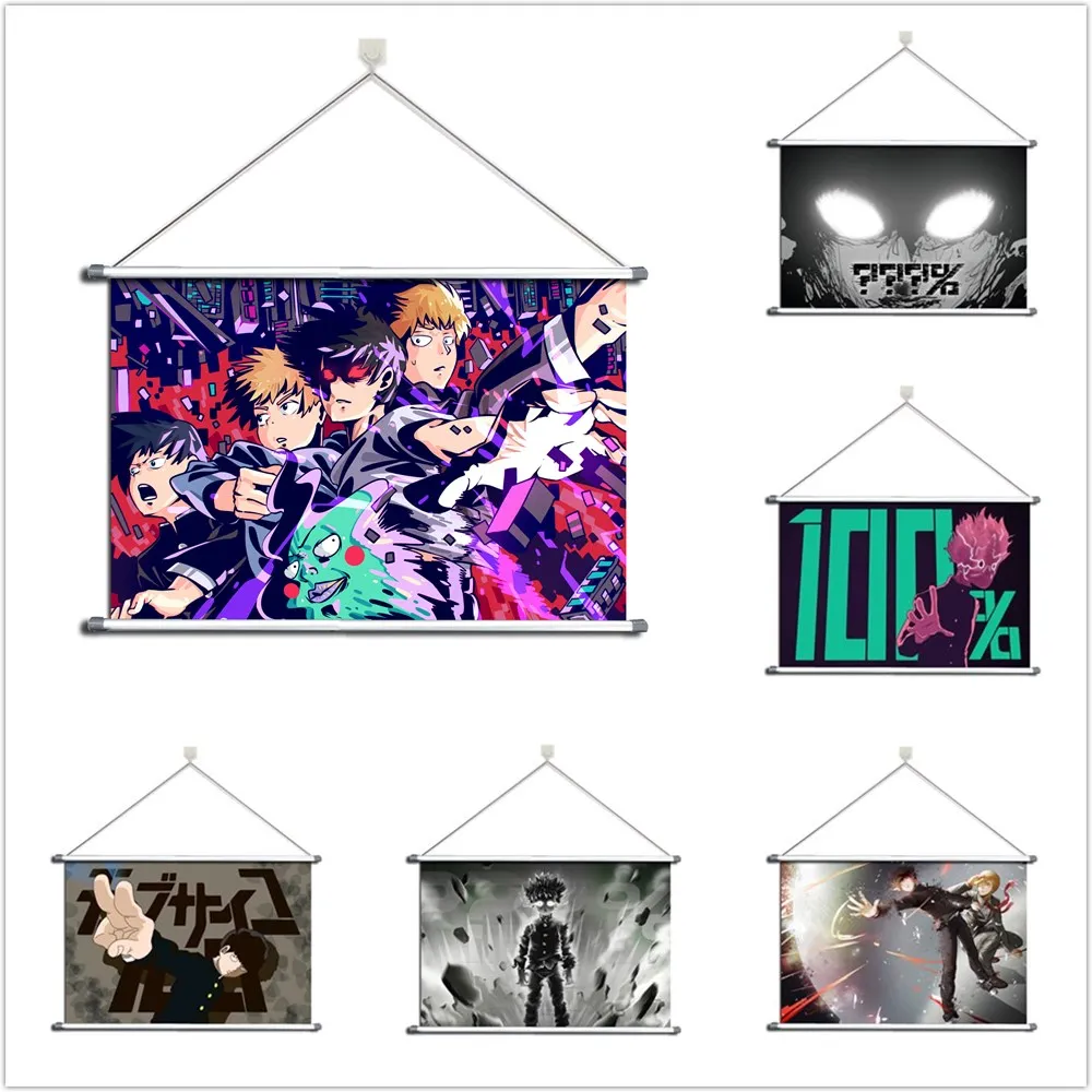 

Anime Mob Psycho 100 Kageyama Shigeo Reigen Arataka Alloy Fabric Wall Poster Scroll
