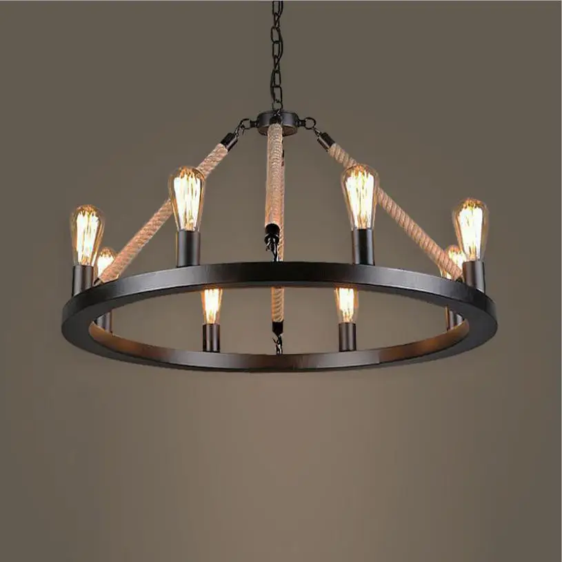 

Ретро Лофт промышленные подвесные светильники для гостиной креативный пеньковый Канат подвесной светильник для ресторана украшение для п...