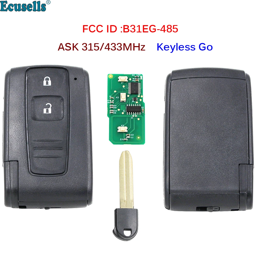 2 кнопки ASK 315 МГц 433 Мгц дистанционный ключ для Toyota Prius FCC ID: B31EG 485 TOY43