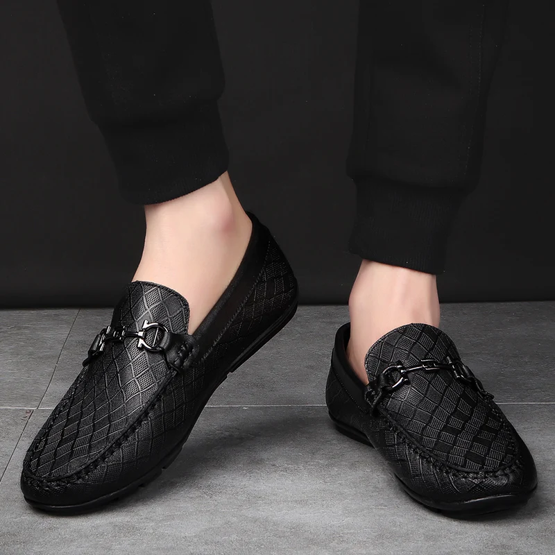 Лоферы мужские из натуральной кожи стиль ретро джентльмен повседневная обувь на