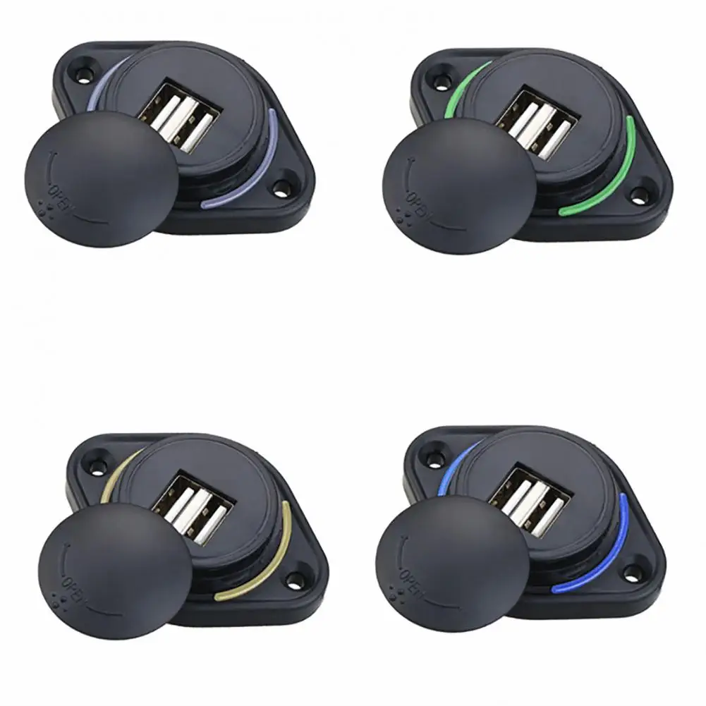 12v24v 3 1a car dual black abs usb port charger socket outlet led waterproof adapter power socket universal motorcycle bus ship free global shipping