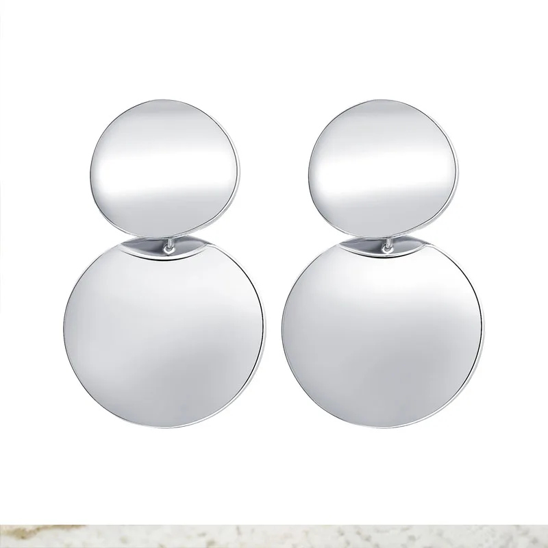 

Liwore Vintage Gold Silver Earrings For Women Fashion Metal Exaggerated Round Dangle Earring Statement Jewelry