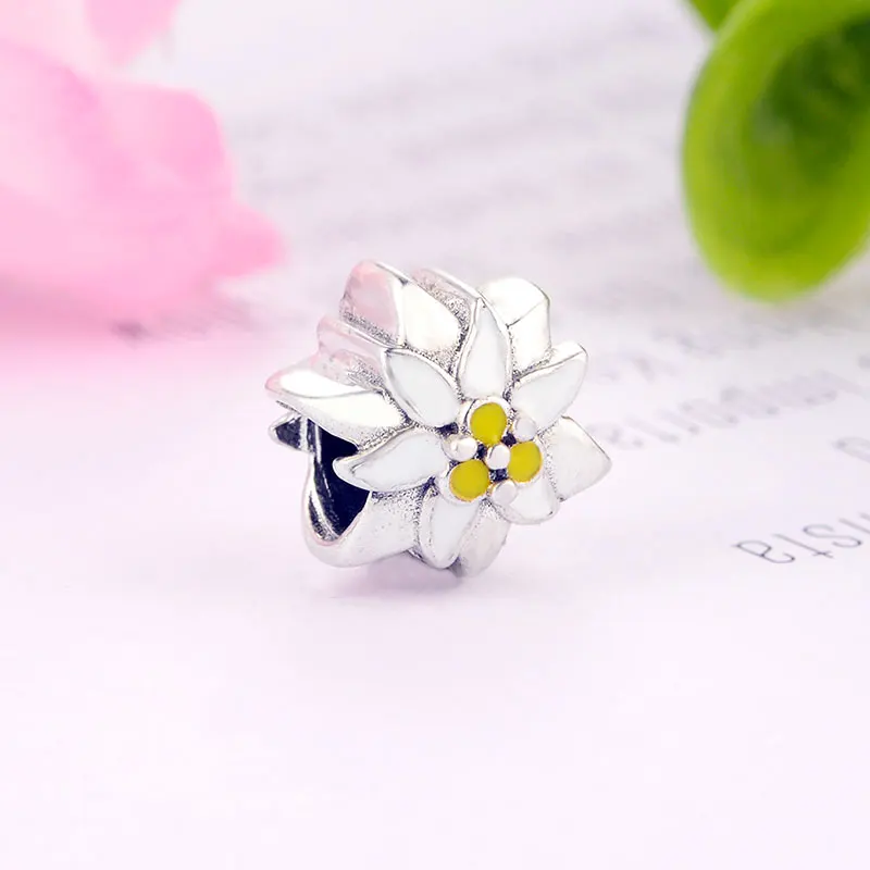 2019 Новое поступление 925 серебряный желтый эмалевый цветок магнолии Орхидея