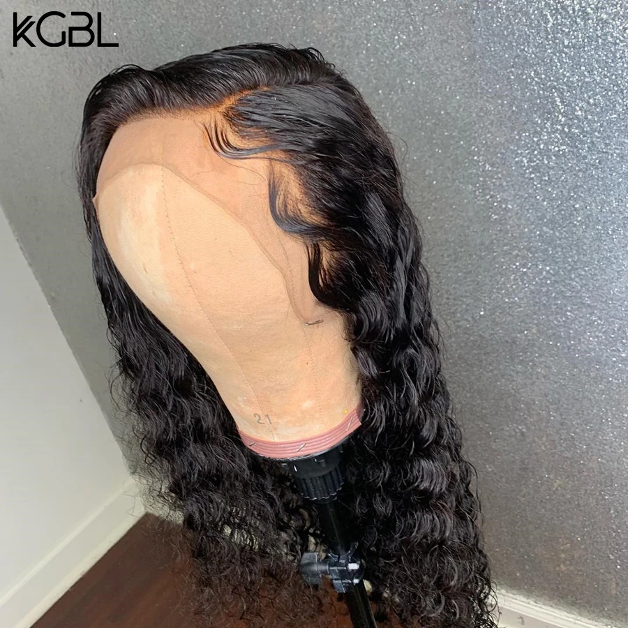 KGBL кудрявые 13*4 Кружева спереди среднего соотношения 8 ”-24” не-Remy человеческие