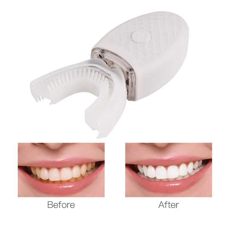 

Waterproof silicone U shaped Ultrasonic Toothbrush USB Rechargeable Automatic Electric Tooth Brush 4 Modes Oral Cleansing Brush