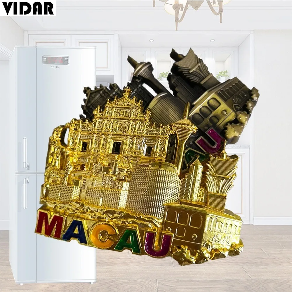 VIDAR Китай город Макао 3D рельеф каталпа сплав Металл холодильник магнит украшение
