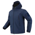 Мужская тактическая куртка в стиле милитари, темно-синяя Водонепроницаемая Зимняя Теплая Флисовая ветровка с капюшоном