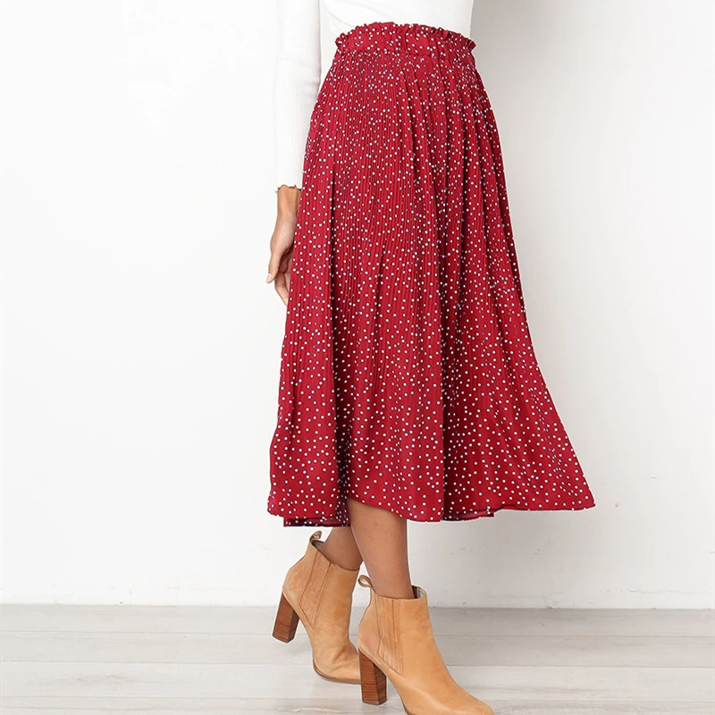 Женские юбки 2020 модные плиссированные Boho Midi с высокой талией уличная одежда
