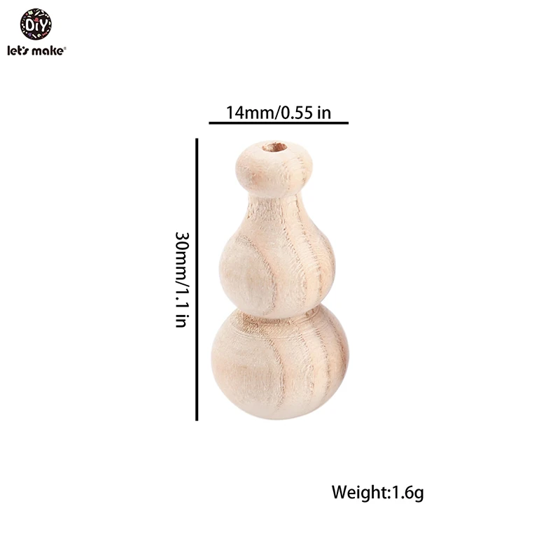 Let's Make-mordedor de madera 20 piezas para beb&eacute;, cuentas de calabaza de 30mm, juguetes para morder, cuentas de calabaza para dentici&oacute;n, cuidado Dental-1