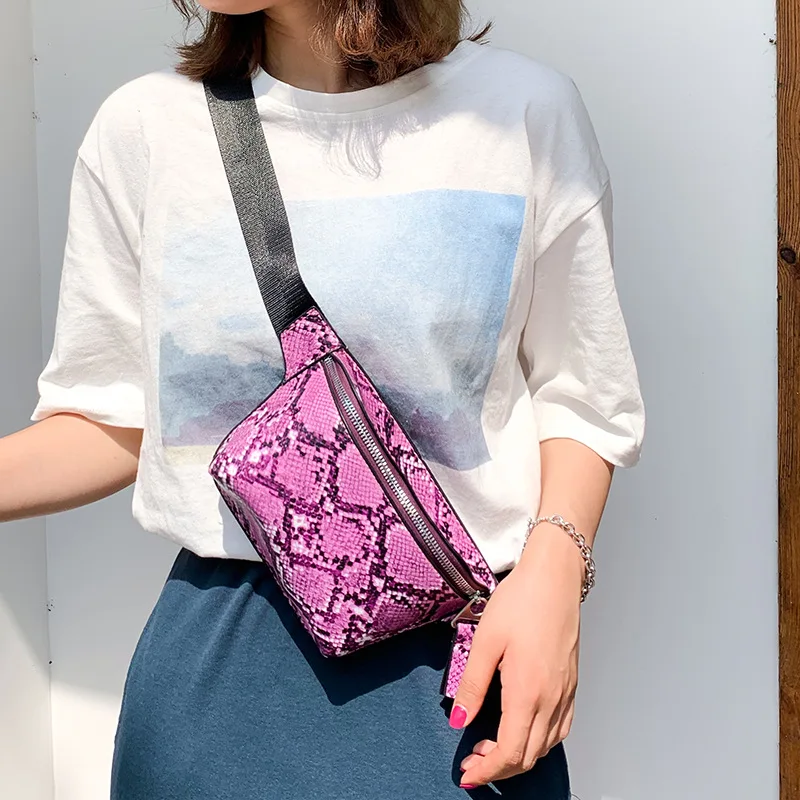 Новинка 2020 модная женская сумка на пояс винтажная под змеиную кожу для девушек