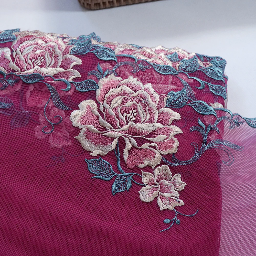 Кружевная отделка с цветочной вышивкой 1 м 29 см|Кружево| |