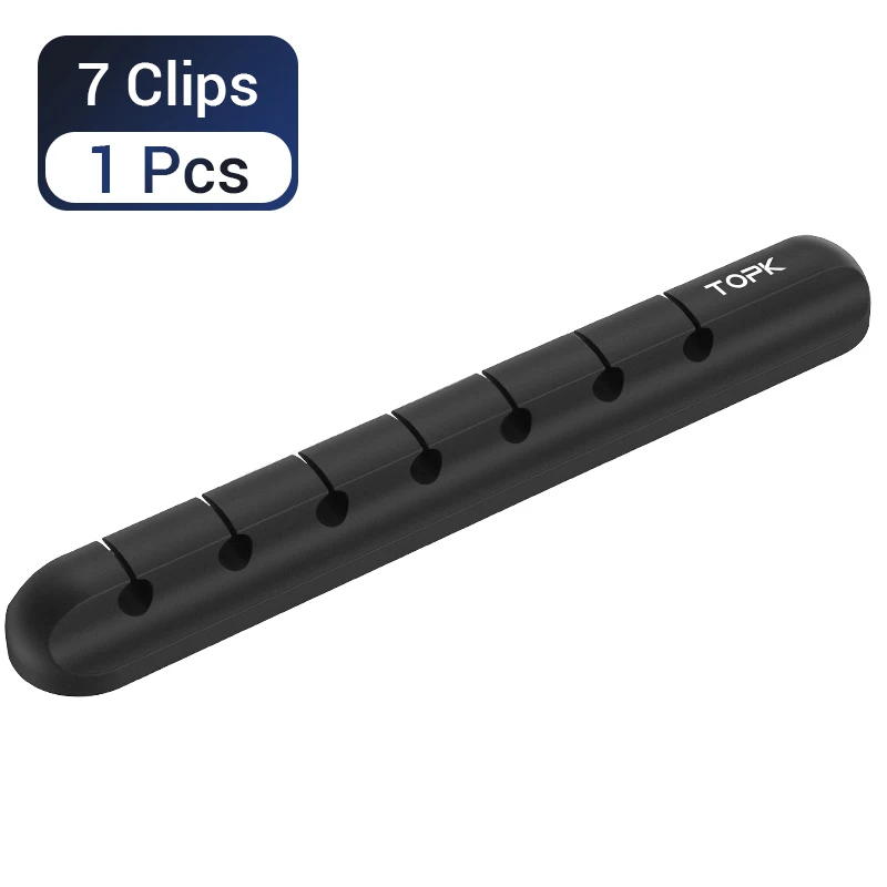 7 Clips - 1 Pieces TOPK Cable Organizer силиконовый USB Cable Winder Настольный аккуратный зажим для управления держатель кабеля для мыши провод для наушников - Цвет: 7 Clips - 1 Pieces