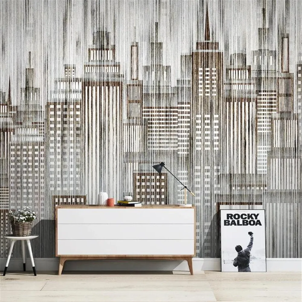 Настенный ретро фон с вертикальной полосой и изображением города милофи в